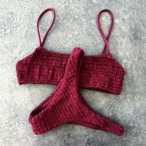 Lahana Swim Lahi Simbaa Bathing Suit Bikini Set Cheeky Burgundy